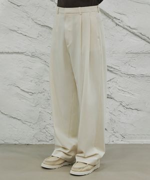 더블턱 와이드 슬랙스[아이보리]