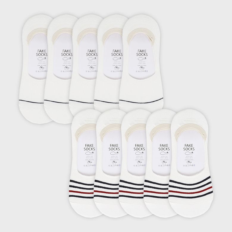 [10PACK] 베이직 200N 라인 더블밴드 리얼 페이크삭스 덧신