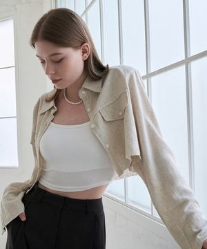 베이직 크롭 브라 탑 - 화이트