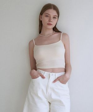 베이직 크롭 브라 탑 - 크림