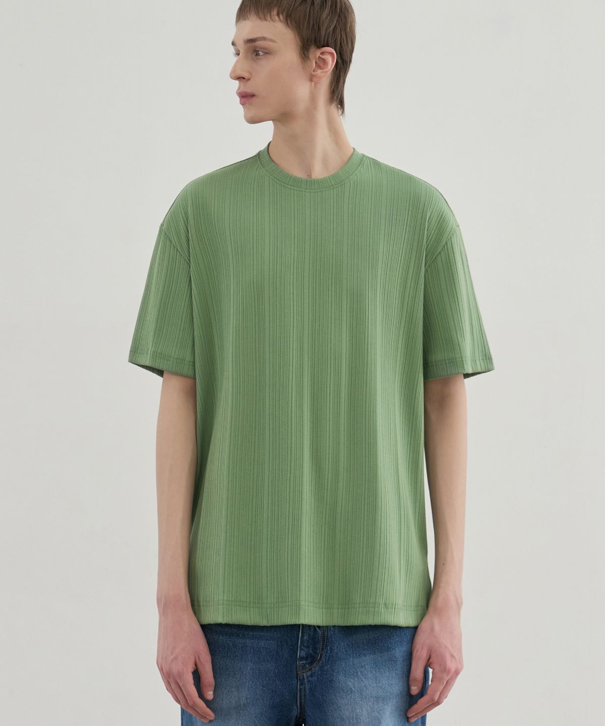 드로우핏(DRAW FIT) 포멀릭 리브드 티셔츠 [GREEN]