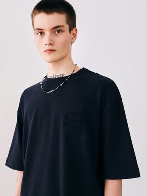 E부클 반팔 티셔츠 네이비