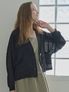 Linen Overfit Basic Knit Cardigan -Black