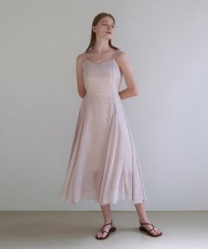 플라워 쉬폰 뷔스티에 드레스 - 라벤더