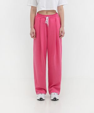 P004 밴딩 원턱 스웻 팬츠_핑크