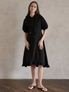 Short Sleeve Hooded Frill Dress- Black