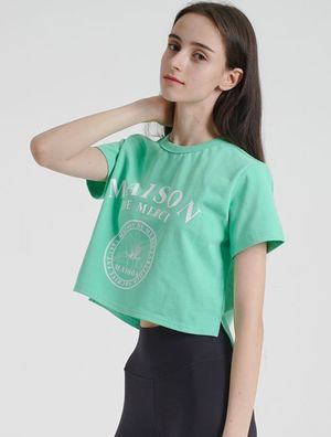 우먼즈 르리스 프린팅 싱글 크롭티 그린(FCC2TS430W)