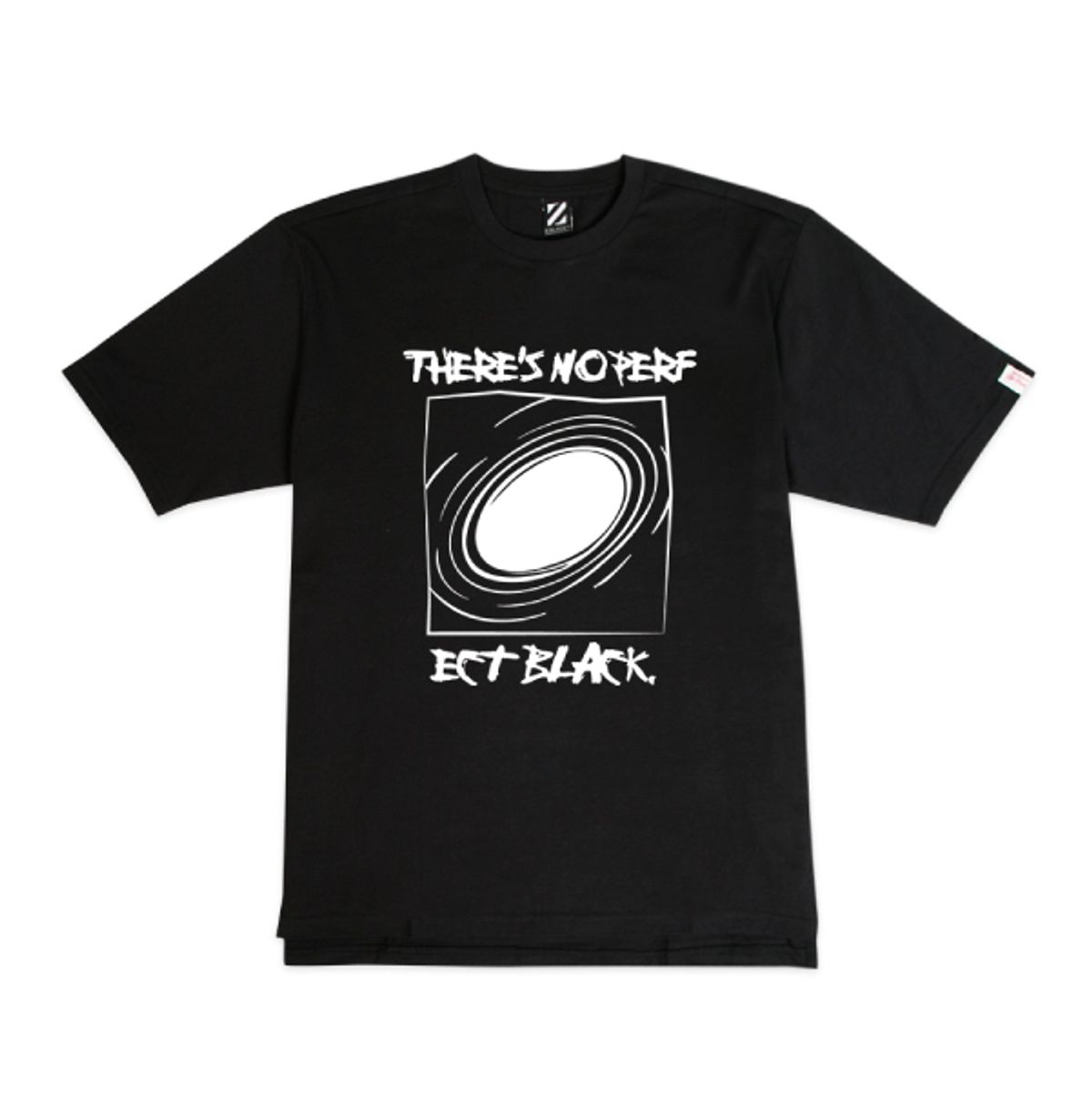 지블랙(ZBLACK) 100 오가닉 코튼 블랙홀 드로잉 프론트 그래픽 반팔티셔츠(black)