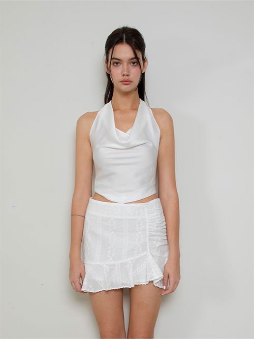 MUSINSA | NOT YOUR ROSE Draped Halter Top (White)