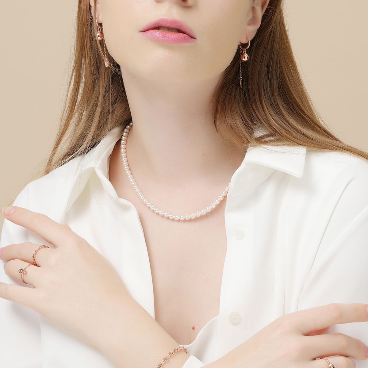 디유아모르(DIEUAMOUR) 스와로브스키진주 비비드 진주목걸이 4mm5mm