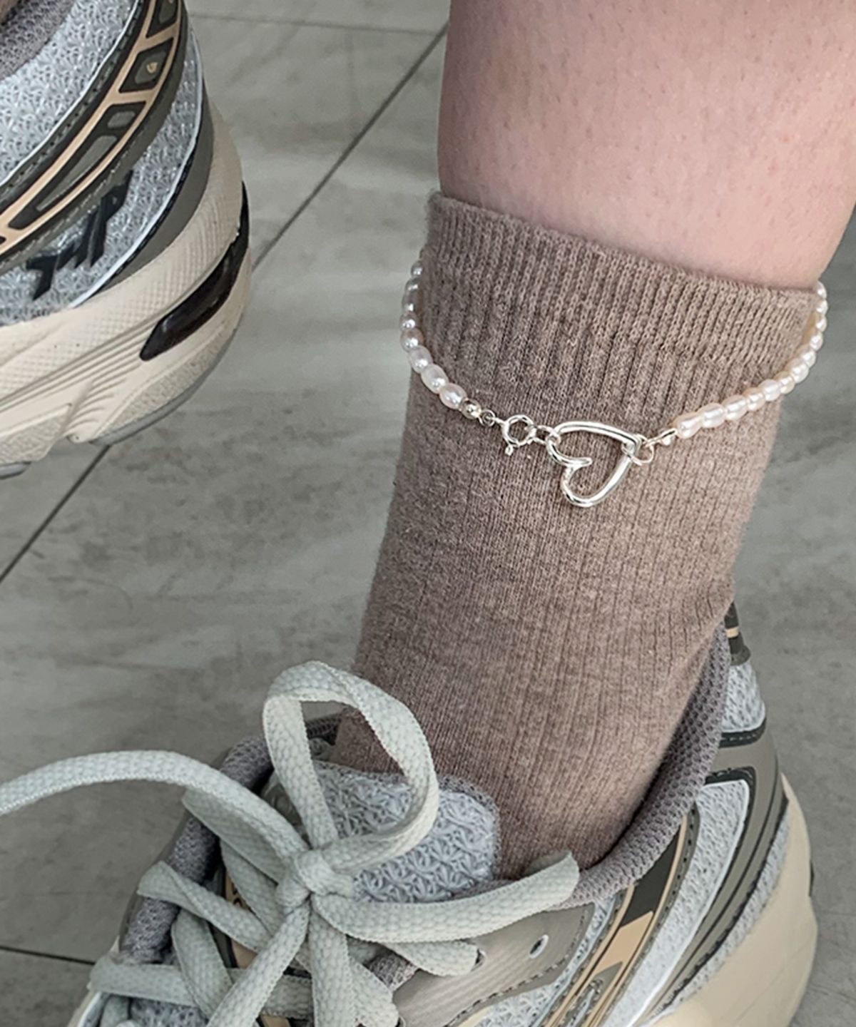 누아보(NUAVO) Heart pearl anklet