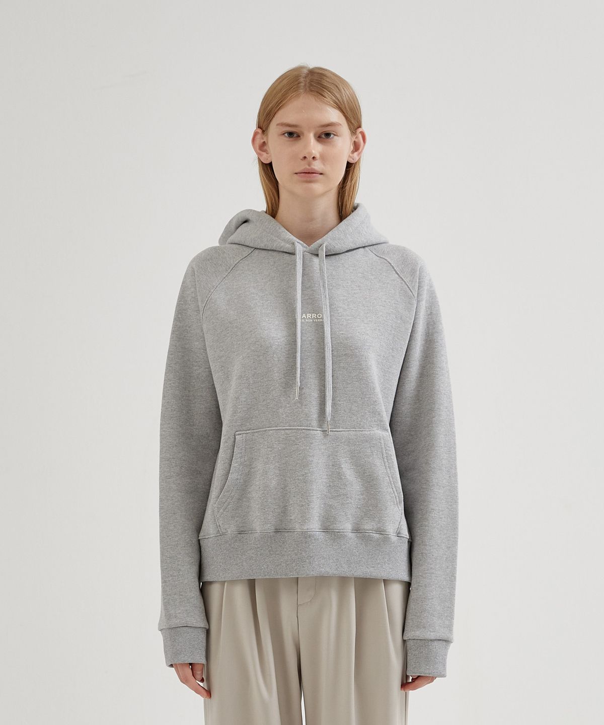 마롯(MARROT) SHORT BASIC HOOD SWEATSHIRT_GREY