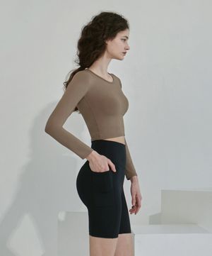 여성 요가복 DEVI-B0056-블랙 필라테스 군살제로 원포켓 바이커