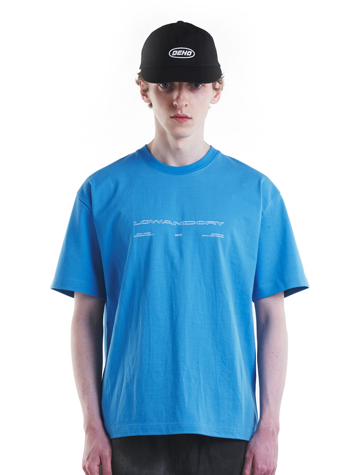 데호(DEHO) TEXT LOGO HALF SLEEVE [Blue]