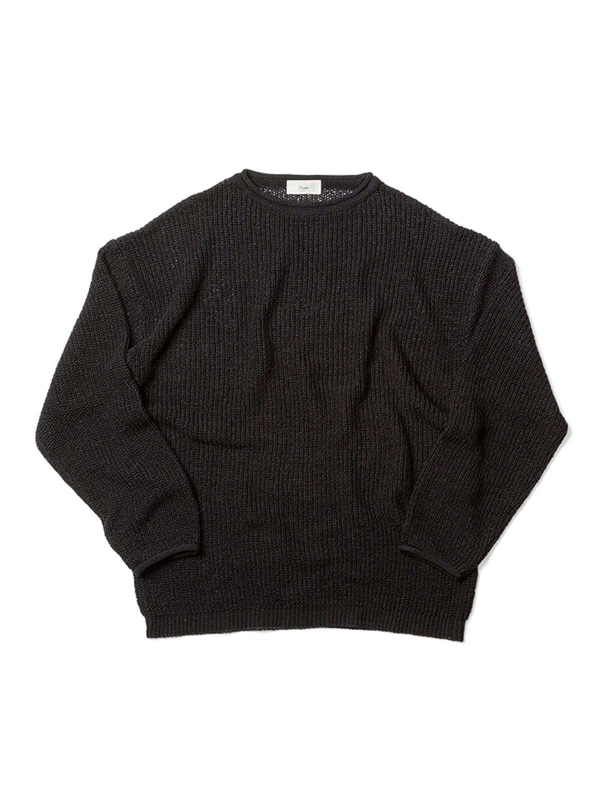 베르노(VERNO) Half_Cardigan_Stitch Crewneck_Knit Black