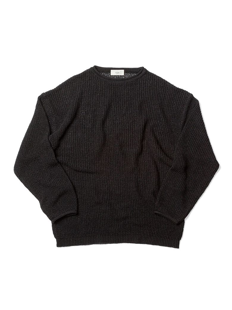 Half_Cardigan_Stitch Crewneck_Knit Black