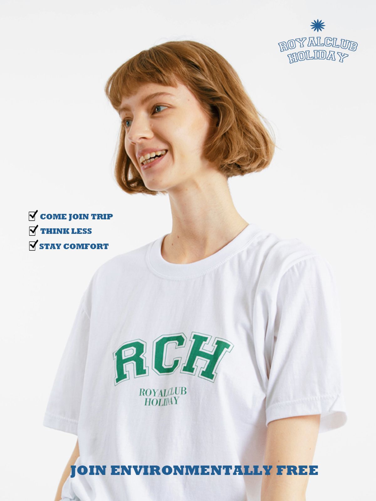 로열클럽홀리데이(ROYAL CLUB HOLIDAY) RCH 빅로고 반팔 티셔츠 화이트