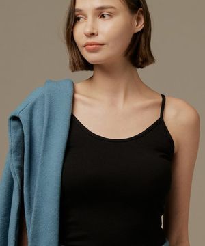 코튼 스판 캐미솔 탑 - 블랙