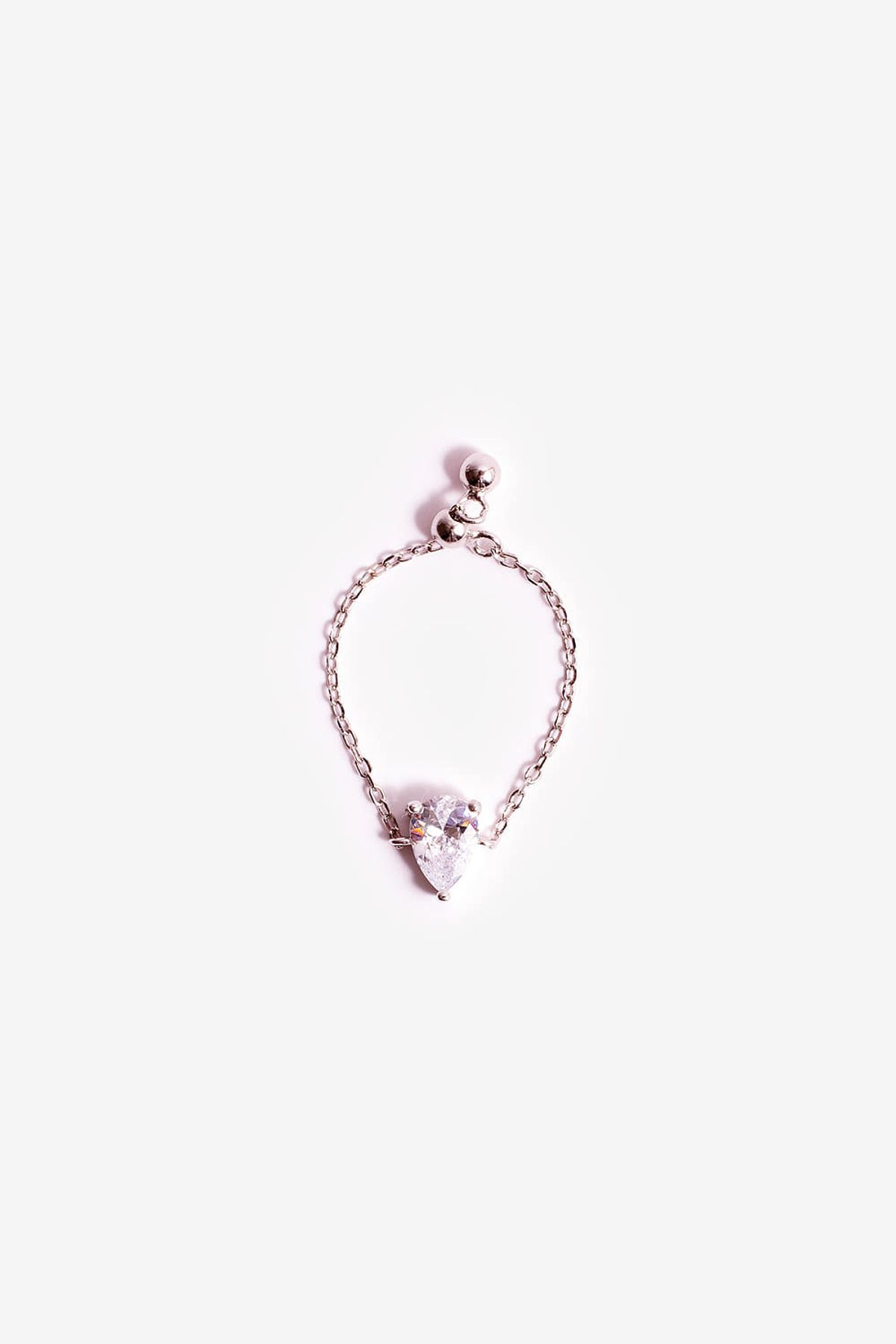 모드곤(MODGONE) 물방울 화이트 크리스탈 체인 실버반지 Drop White crystal silver chain ring