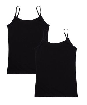 코튼 스판 캐미솔 탑 - 블랙 2P
