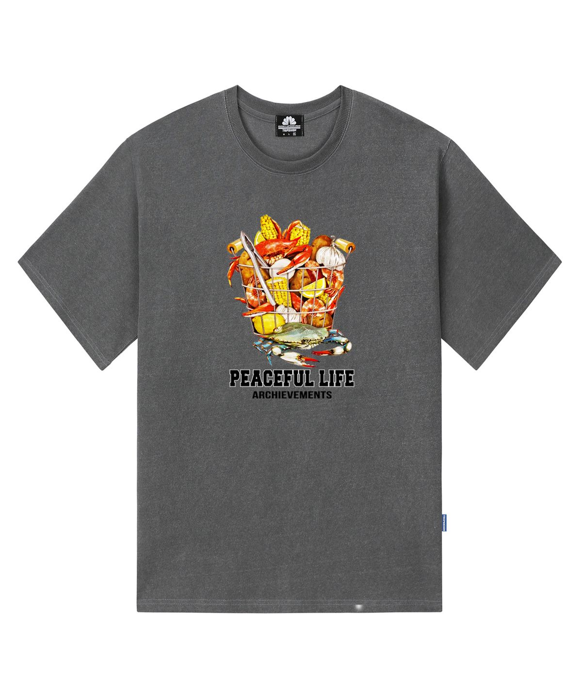 트립션(TRIPSHION) SEAFOOD BASKET GRAPHIC 티셔츠 - 피그먼트 블랙