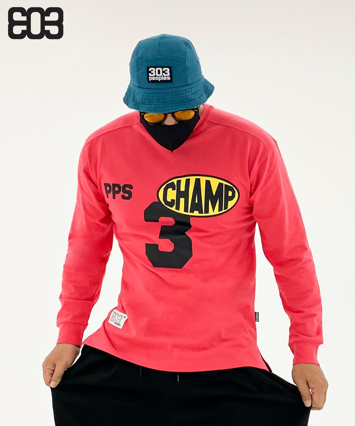303피플즈(303PEOPLES) LTS22007 클래식 챔프 티셔츠 레드