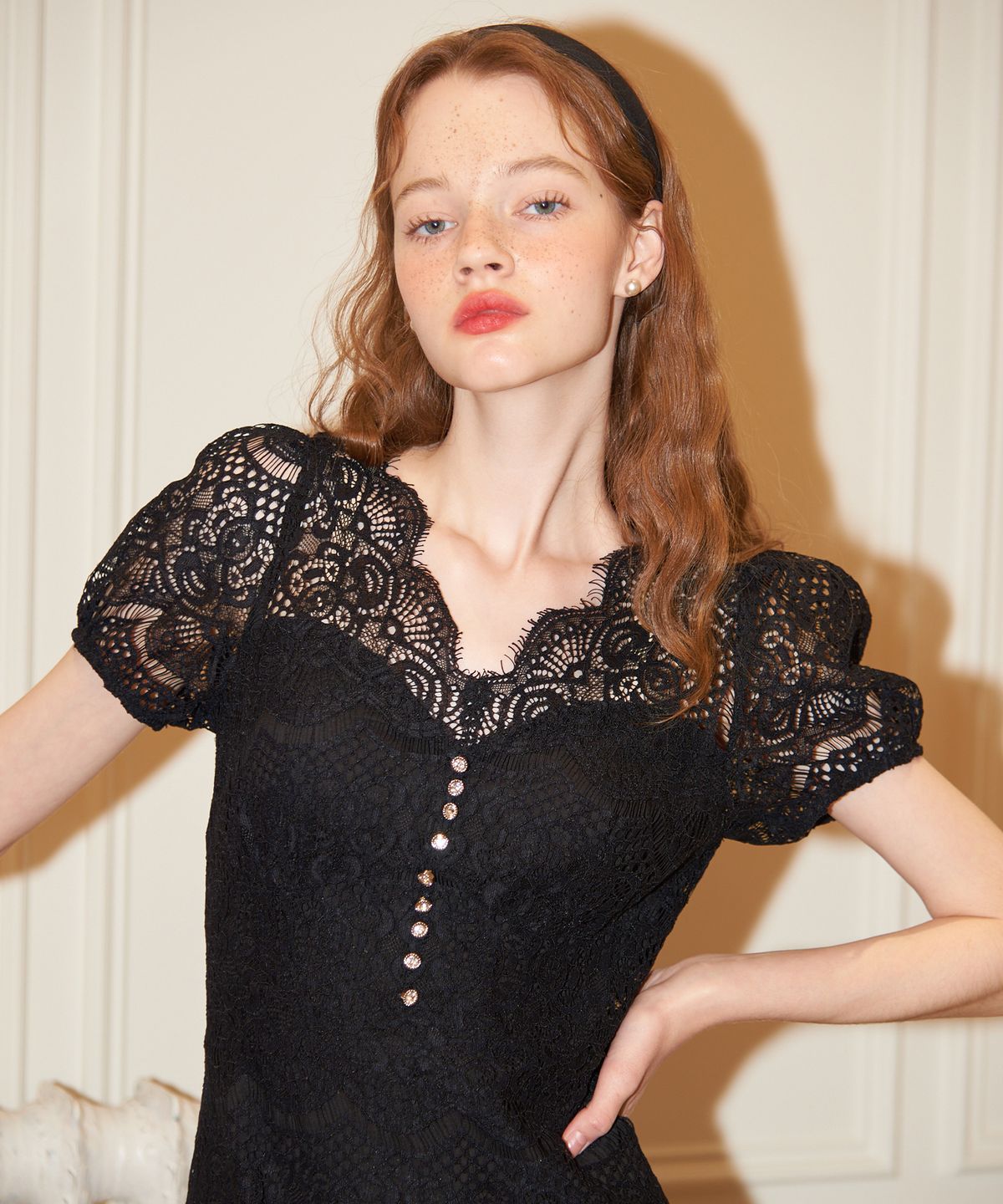 살롱 드 욘(SALON DE YOHN) Lace Long Dress_ 2 Colors
