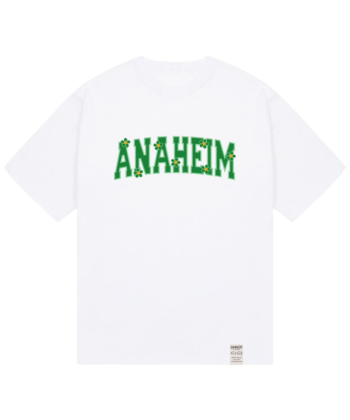 그레이버(GRAVER) [UNISEX]ANAHEIM 로고 플라워스마일 반팔티_화이트