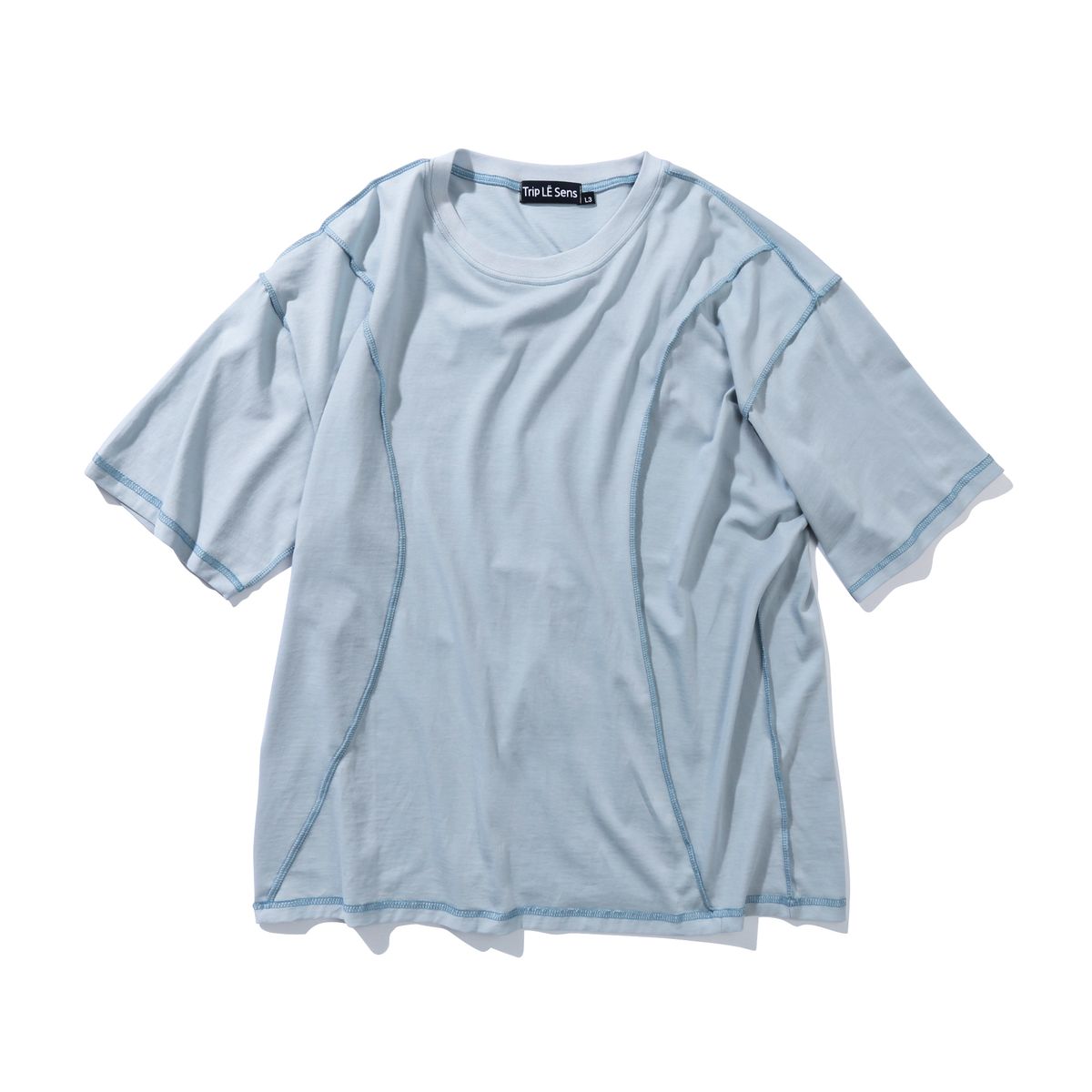 트립르센스(TRIP LE SENS) 웨이비 스티치 실켓 티셔츠_ SKY BLUE