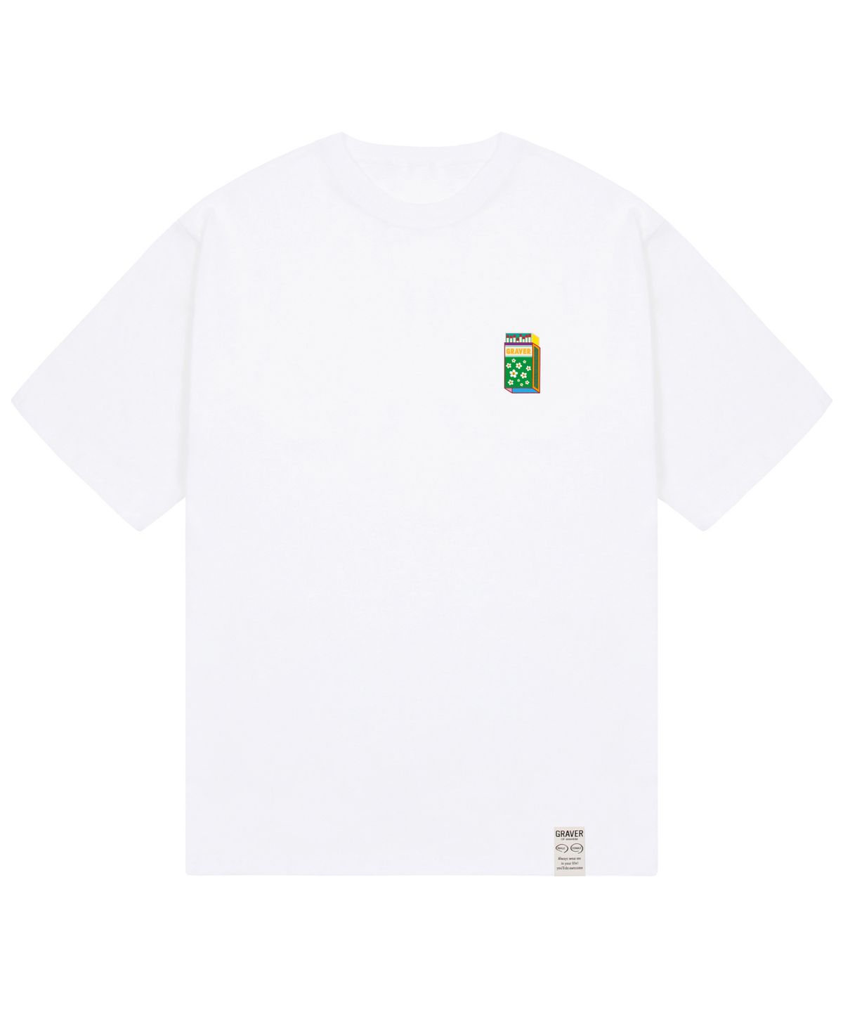 그레이버(GRAVER) [UNISEX]스몰 매치 플라워 스마일 반팔티_화이트