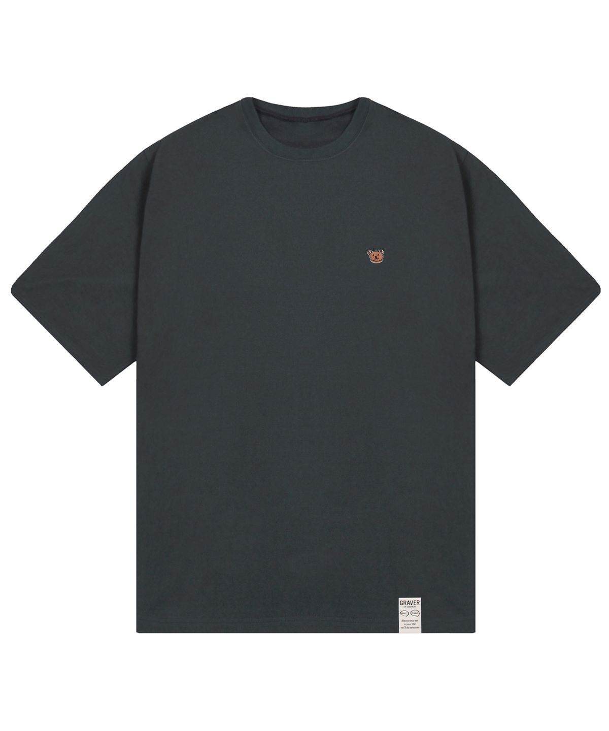 그레이버(GRAVER) [UNISEX]스몰 베어 페이스 스마일 반팔티_차콜
