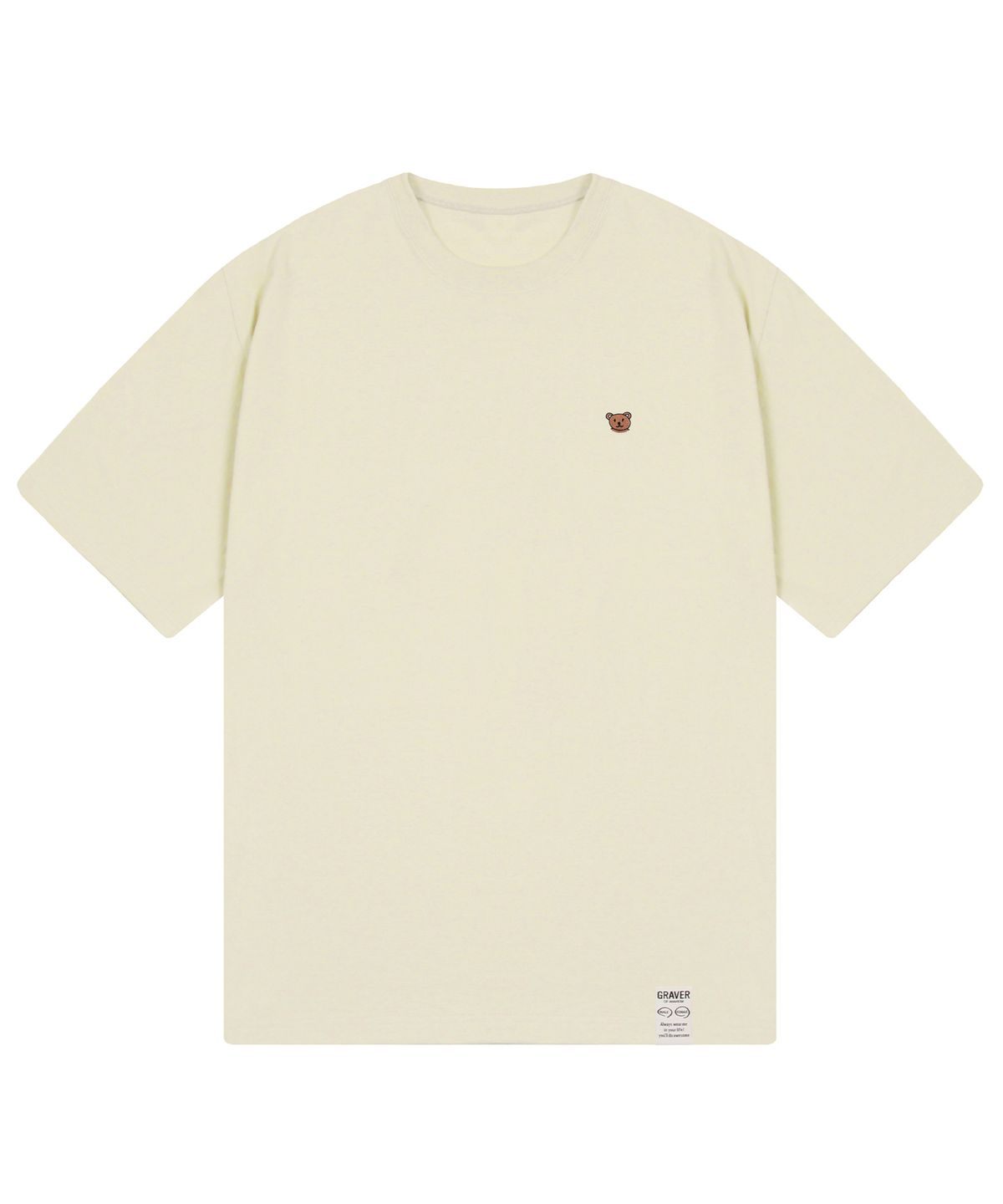 그레이버(GRAVER) [UNISEX]스몰 베어 페이스 스마일 반팔티_샌드베이지
