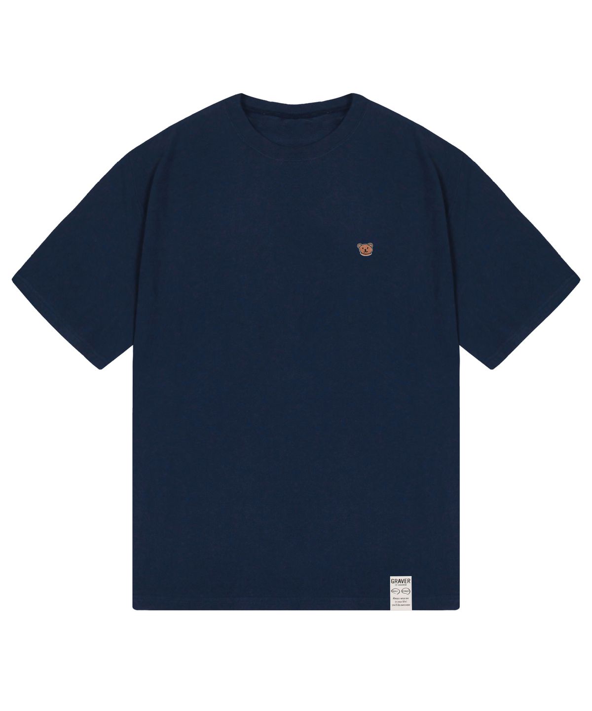 그레이버(GRAVER) [UNISEX]스몰 베어 페이스 스마일 반팔티_네이비