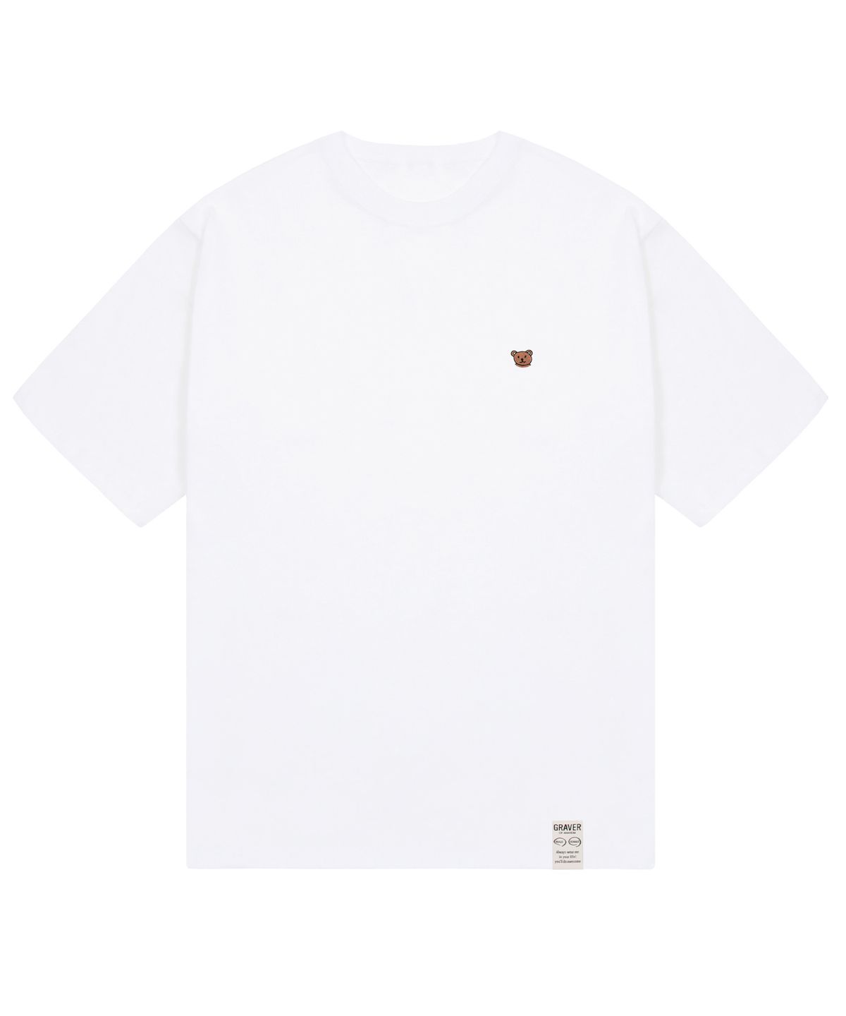그레이버(GRAVER) [UNISEX]스몰 베어 페이스 스마일 반팔티_화이트