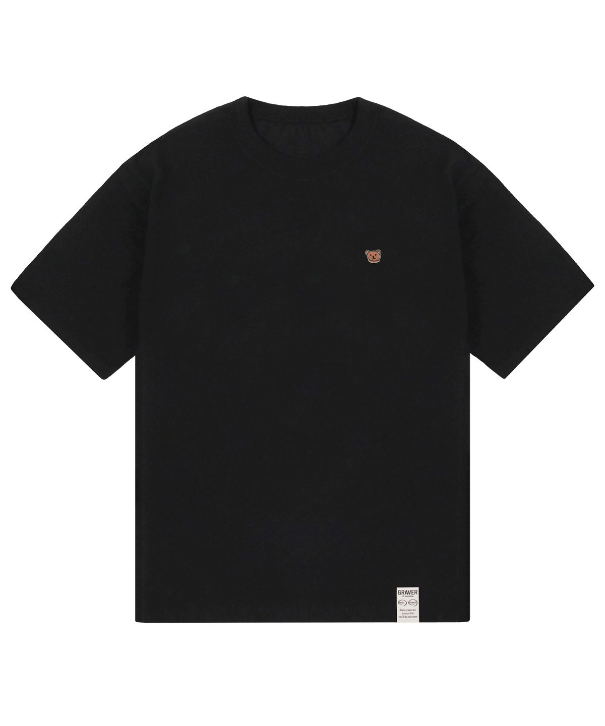 그레이버(GRAVER) [UNISEX]스몰 베어 페이스 스마일 반팔티_블랙