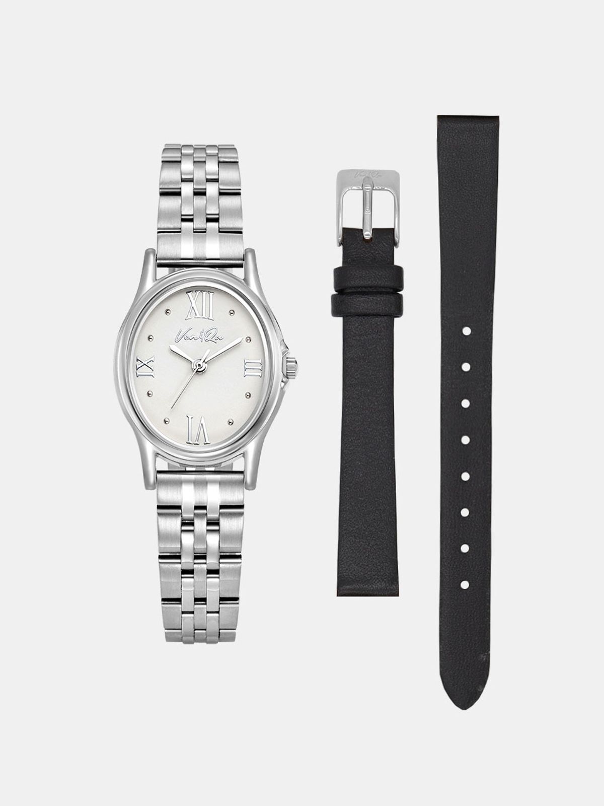 벤앤쿠(VENANDQU) Gem-Silver/Pearl SET (Black leather)