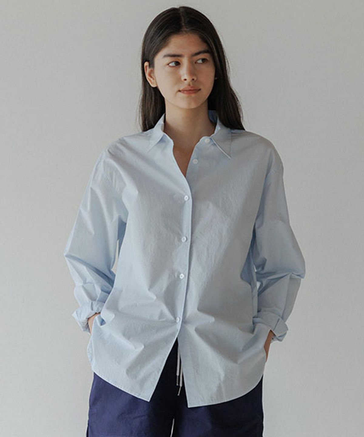 링서울(LINGSEOUL) bio poplin shirt-sky blue