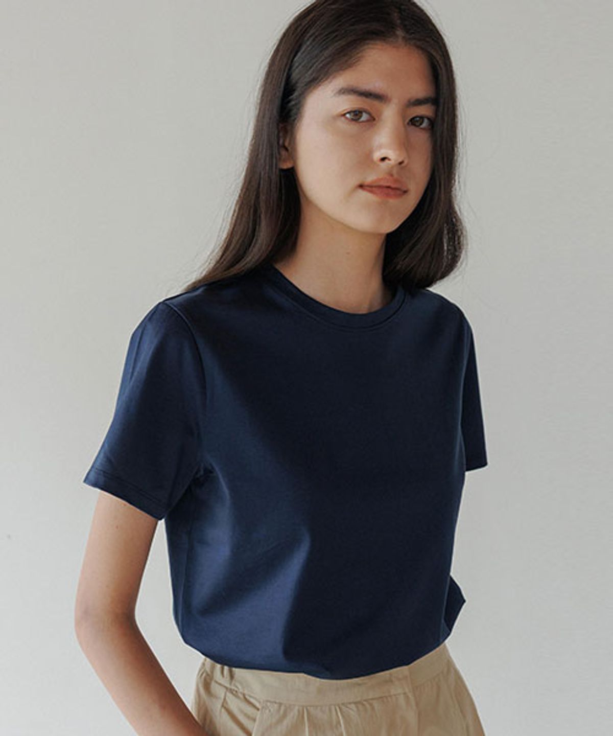 링서울(LINGSEOUL) supima silket cotton top-navy