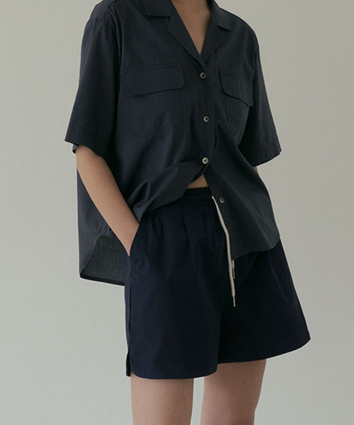 링서울(LINGSEOUL) half cotton banding pants-navy