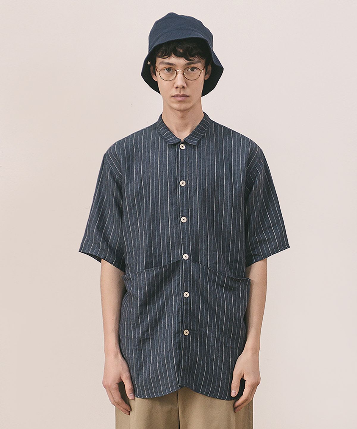 빅유니온(BIG UNION) Pocket Wide Shirts / LINEN STRIPE