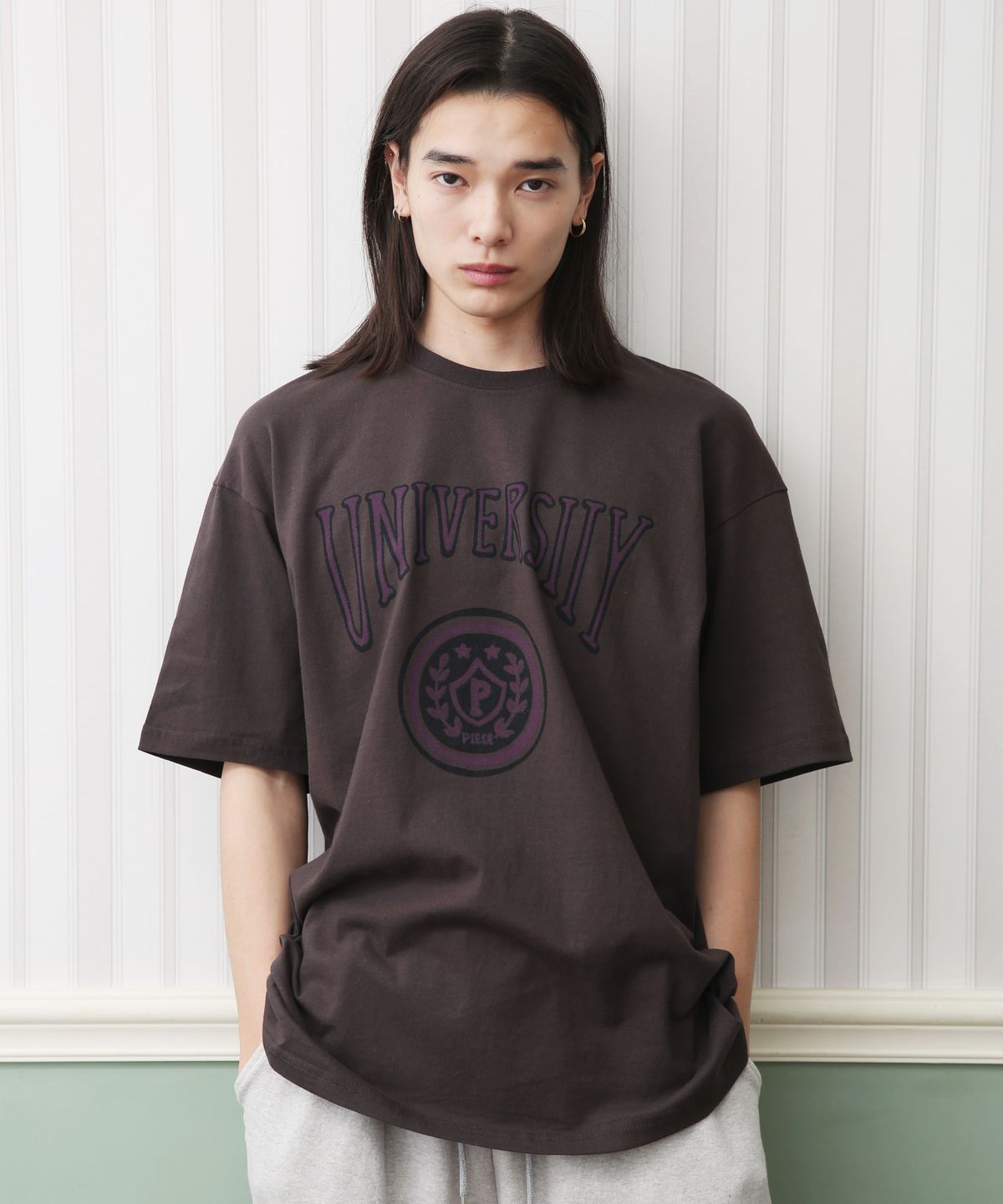 피스메이커(PIECE MAKER) VTG UNIVERSITY TEE (CHARCOAL)