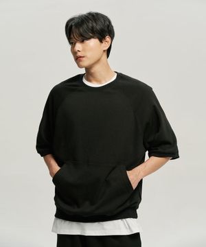 베이직 래글런 반팔맨투맨 - 블랙