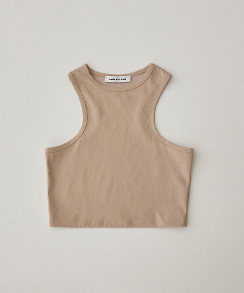 HALTER SKINNY CROPPED TOP_BEIGE