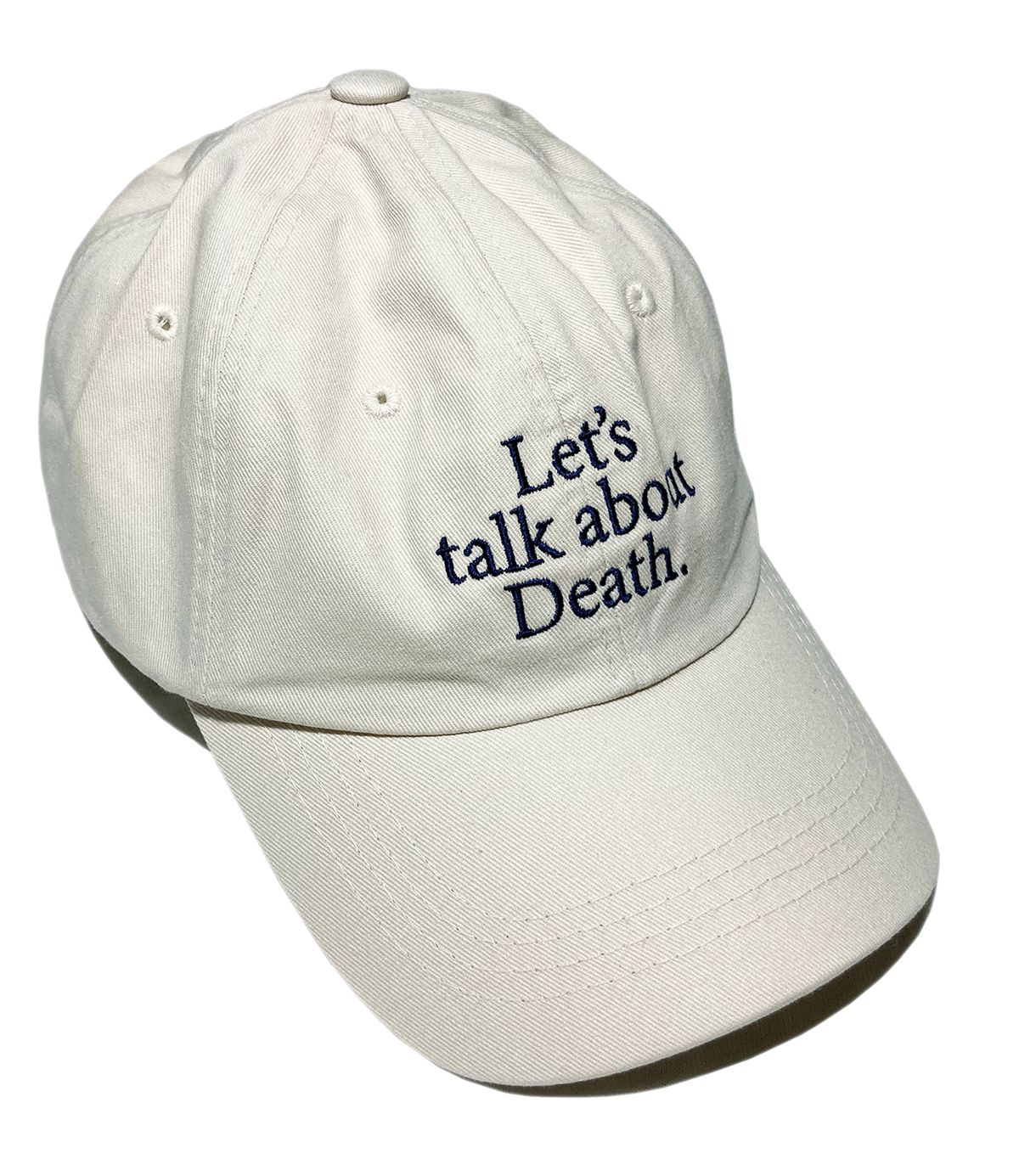 미디엄스(MEDIUMS) Lets talk about Death Ball Cap - Beige/Navy (죽음에 관하여 자수 볼캡)