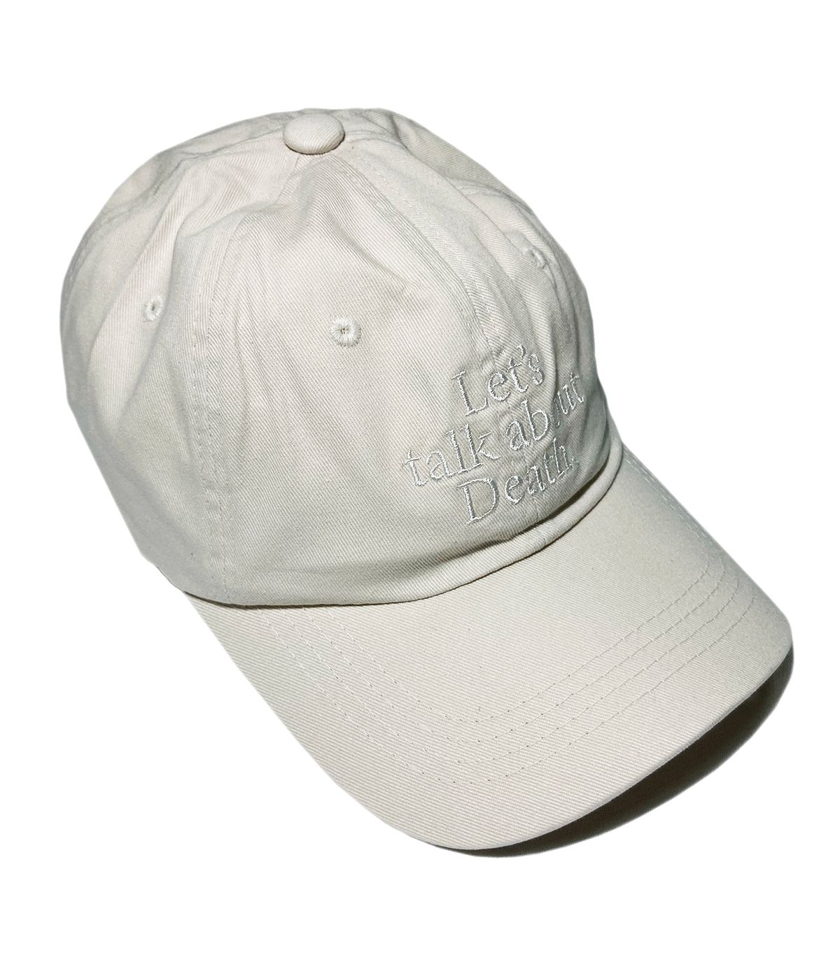 미디엄스(MEDIUMS) Lets talk about Death Ball Cap - Beige/White (죽음에 관하여 자수 볼캡)
