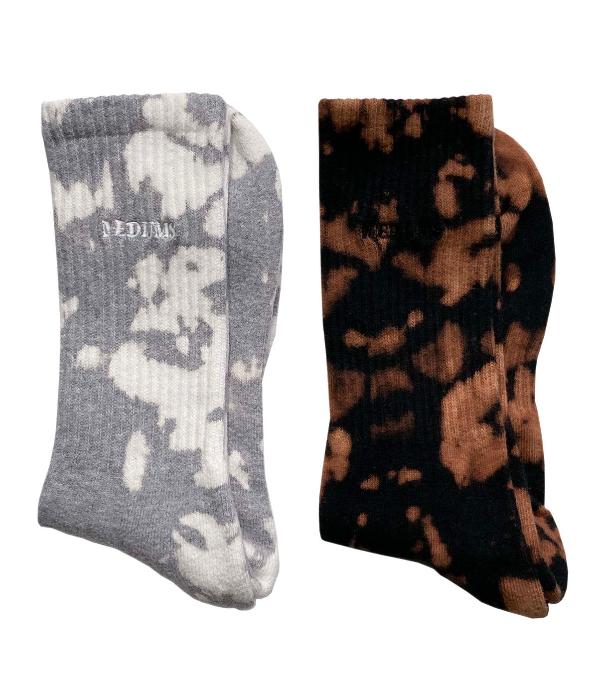 미디엄스(MEDIUMS) [3 PACK] MEDIUMS Logo Hand Bleach Tie Dye Socks - 미디엄스 로고 블리치 타이다이 양말