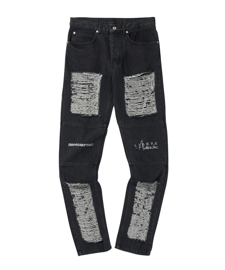 LIBERE DAMAGE VER2 DENIMPANTS / BLACK