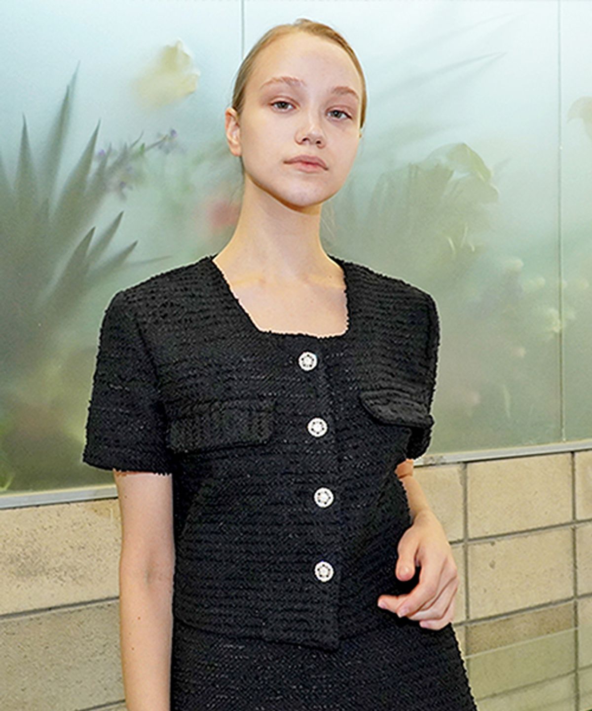 데미지니모닉(DAMAGE MNEMONIC) U넥 크롭 블랙 자켓 _ U neck Crop BK JK