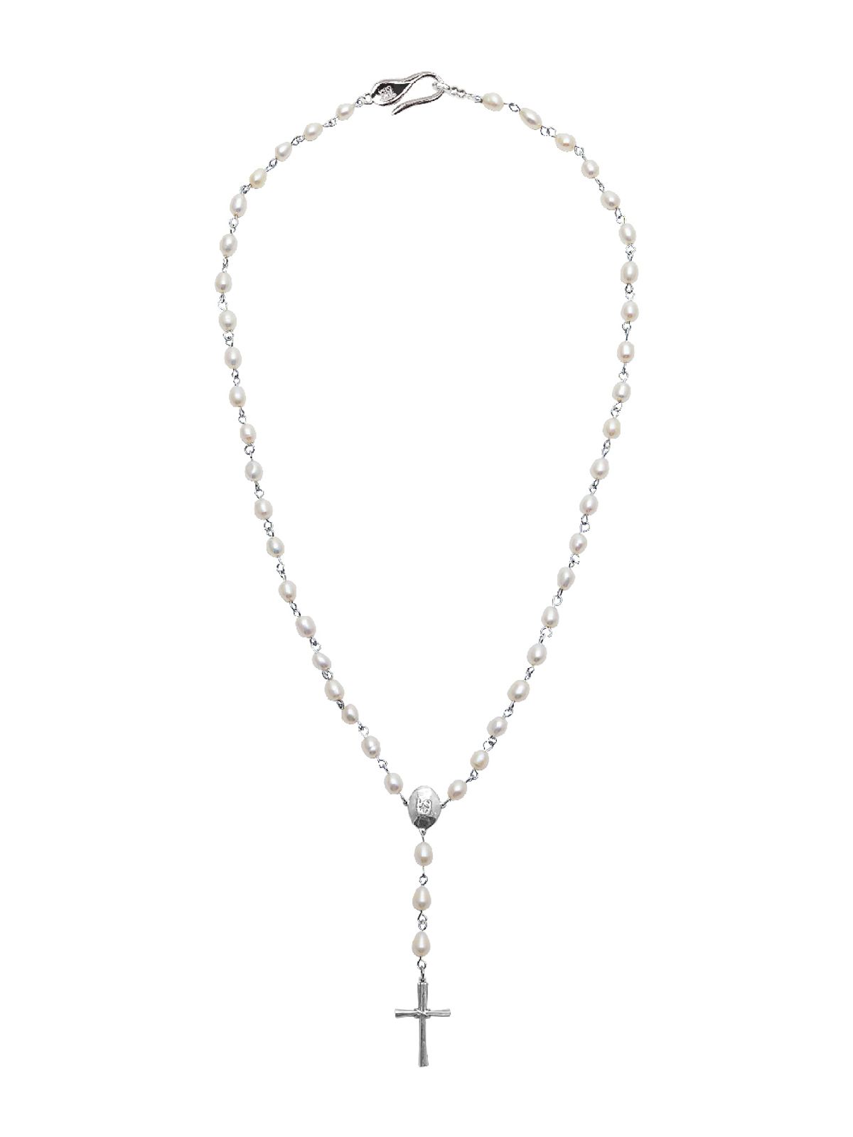 로울(LOWOOL) Pearl link cross necklace
