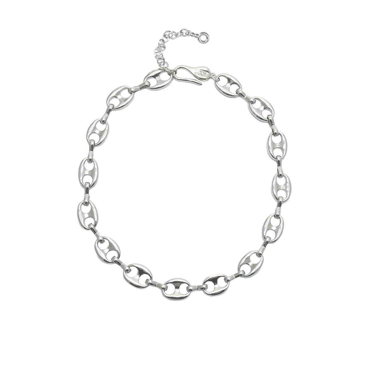 로울(LOWOOL) Silver big pignose chain necklace
